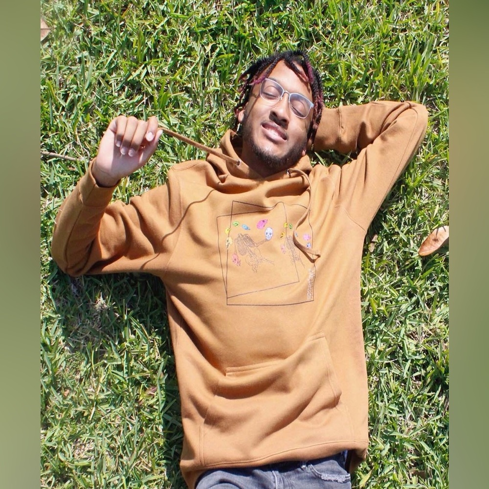 Brown hoodie with skeleton juggling design - Unisex